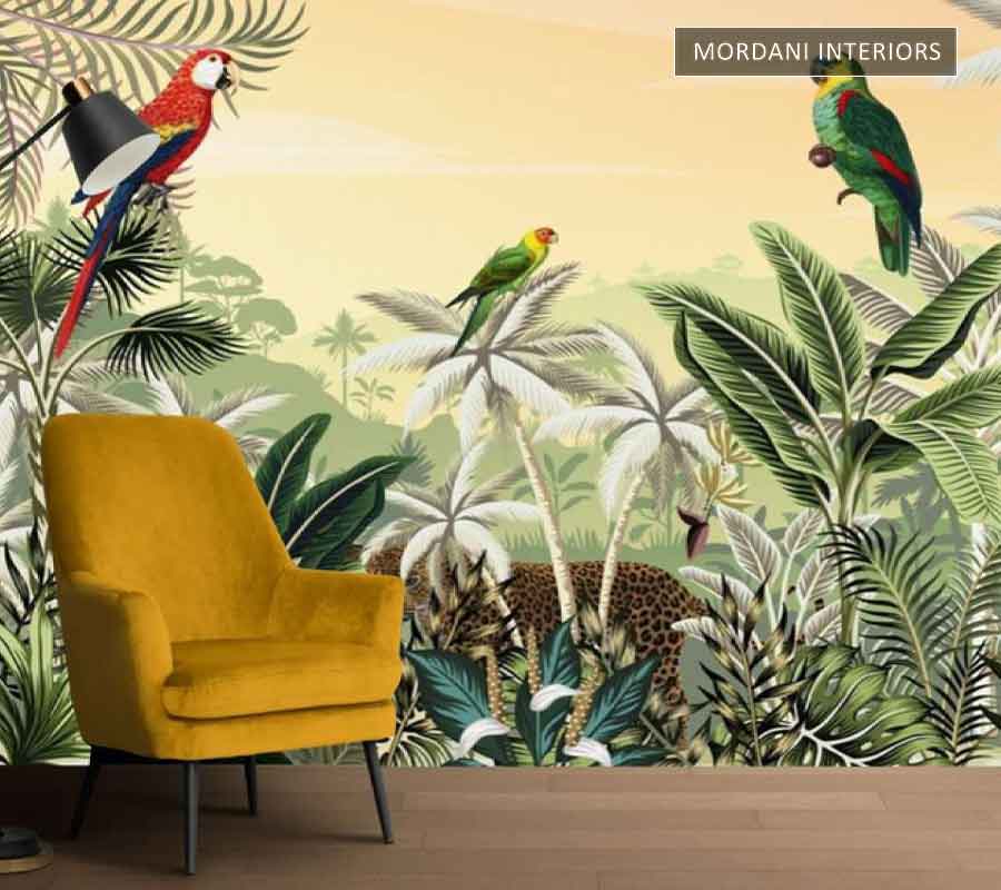PARROT GREEN PLANTS TROPICAL WALL MURALS _ I